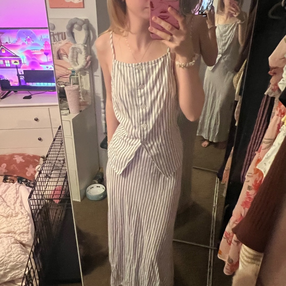Striped set tank and skirt
